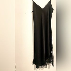 Aritzia Wilfred Sonnet Lace Satin Slip Dress Black S